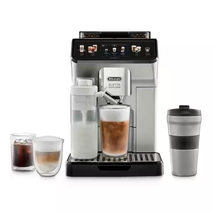 AUTOMATIC ESPRESSO MACHINES Eletta Explore Espresso Machine with Cold Brew ECAM45086S : With the new Eletta Explore, the only fully automatic espresso machine with both hot and cold foam technology and Cold Extraction Technology, letting you craft your favorite espresso beverages (cappuccino, latte, iced latte, cold foam) and cold brew, all in one compact machine at home