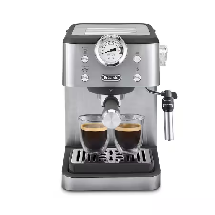 Italian design meets exceptional espresso with the Linea Classic. Bringing you simplicity and quality for all your café favorites at home, from lattes and cappuccinos to iced caramel macchiatos, espresso martinis and more, it's the perfect fit for any kitchen countertop. With its chrome-detailed pressure gauge providing a visual cue for the perfect extraction, customizable single/double espresso preset recipes, and a 2-setting steam wand for steamed to frothed milk & alternatives, now you can craft café-quality drinks with simplicity & style at home.