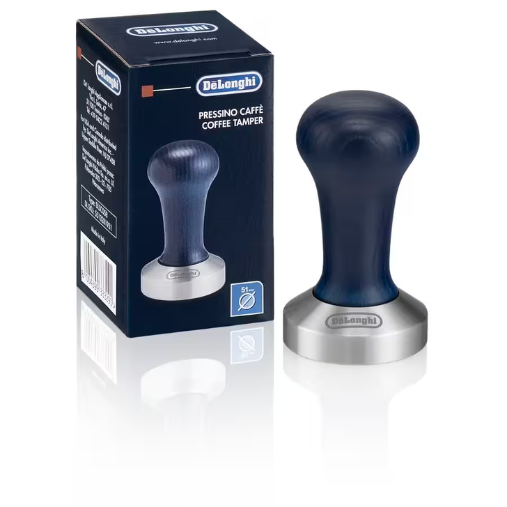 Coffee Tamper DLSC058 Perfect tamping is essential for quality coffee making - Designed to fit De'Longhi Manual Espresso Machine Filters- Stainless Steel -Flat Bottom Tamper- 1.97 inch diameter
